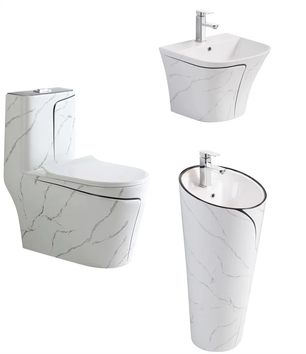 Modern Sanitary Ware Ceramic Bathroom Toilet Set One Piece Marble Basin Toilet