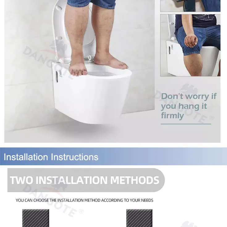 Self-Cleaning Bathroom Ceramic Round P-Trap Wall Hung Chaozhou Sanitary Toilet