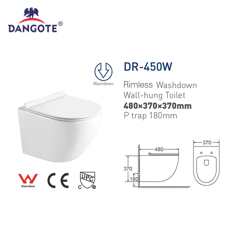 Self-Cleaning Bathroom Ceramic Round P-Trap Wall Hung Chaozhou Sanitary Toilet