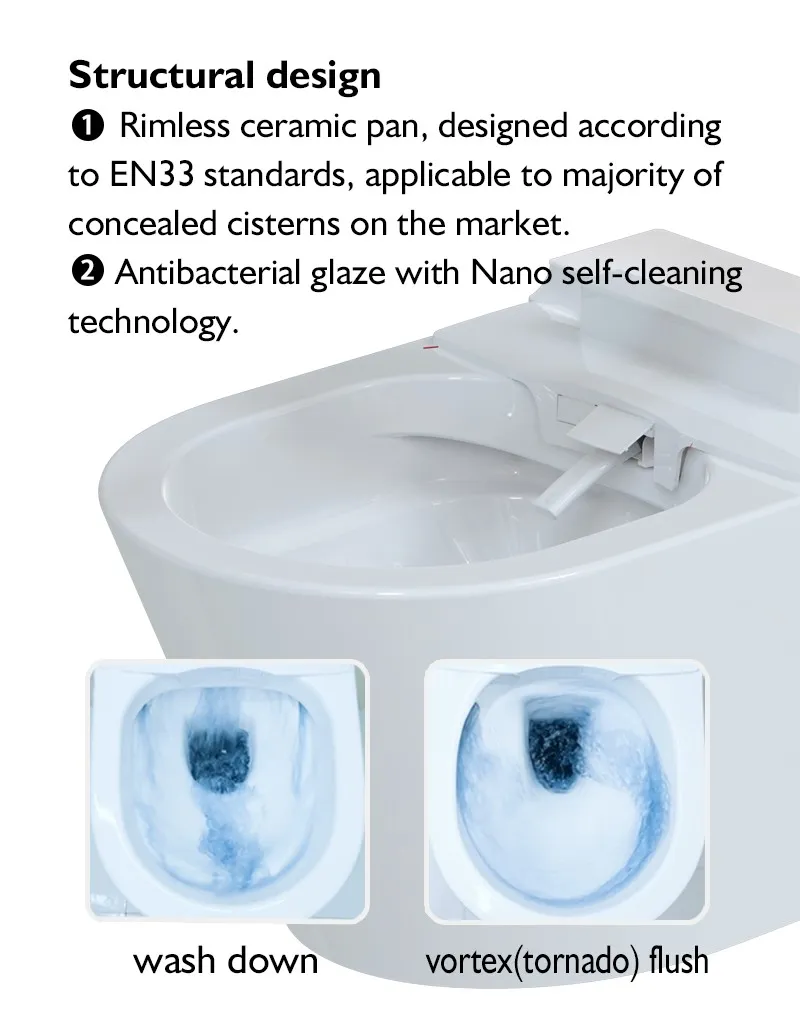 Bathrooms Wall Mounted Smart Toilet Integrated Bidet Smart Wall-Hung One Piece Toilet