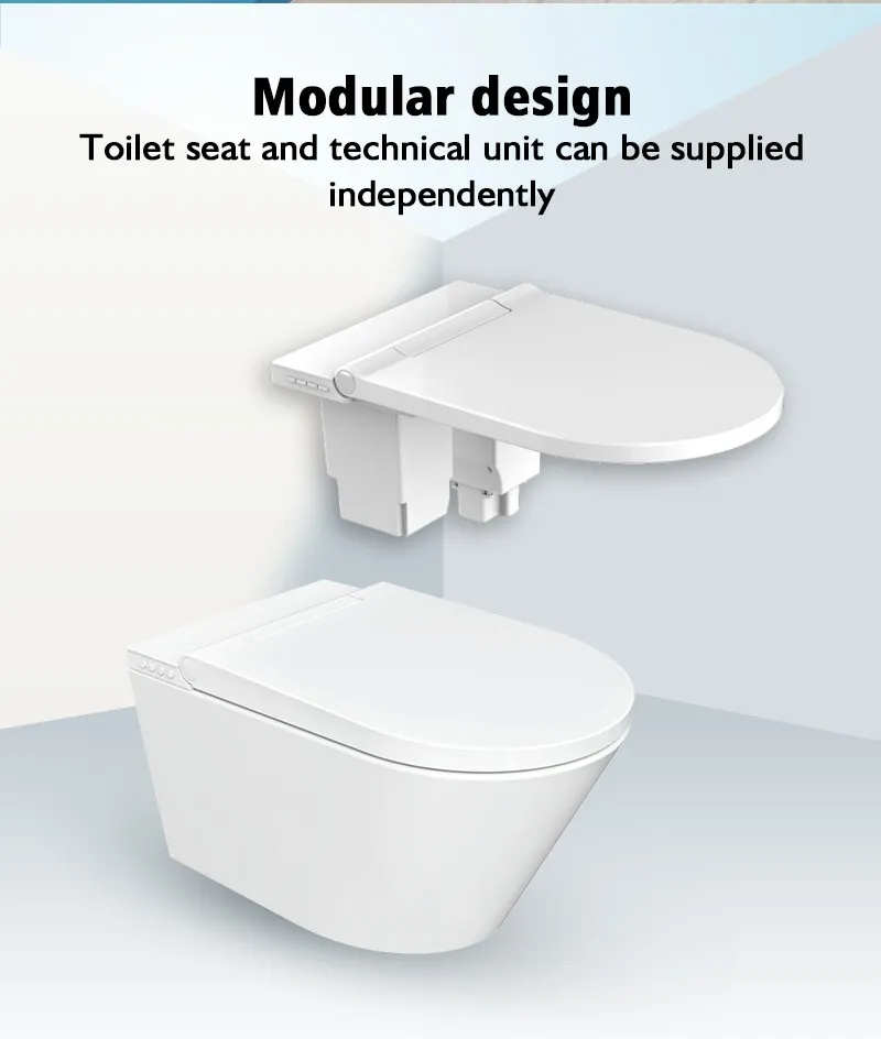 Bathrooms Wall Mounted Smart Toilet Integrated Bidet Smart Wall-Hung One Piece Toilet