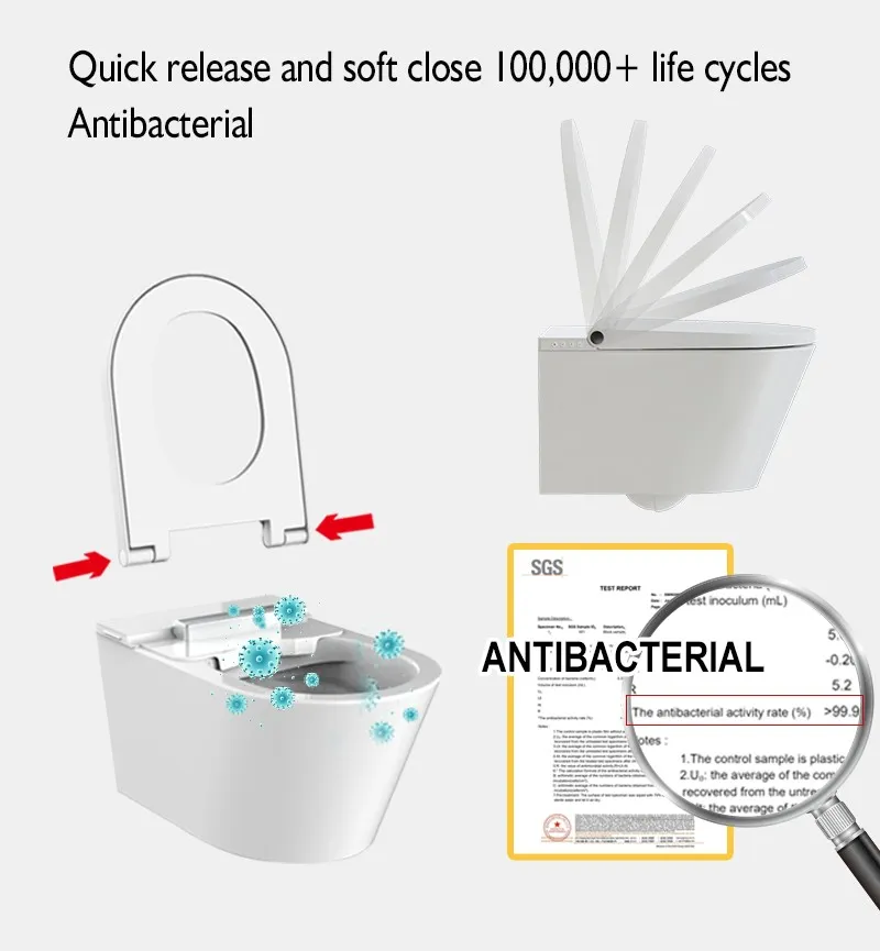 Bathrooms Wall Mounted Smart Toilet Integrated Bidet Smart Wall-Hung One Piece Toilet