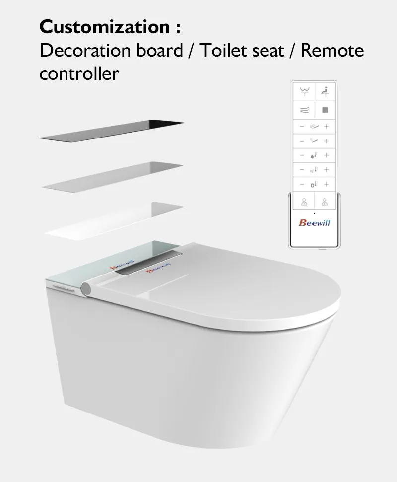 Bathrooms Wall Mounted Smart Toilet Integrated Bidet Smart Wall-Hung One Piece Toilet