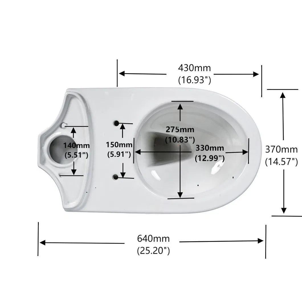 Watermark Ceramic Commode P-Trap Rimless Bathroom Two Piece Toilet with UF Seats