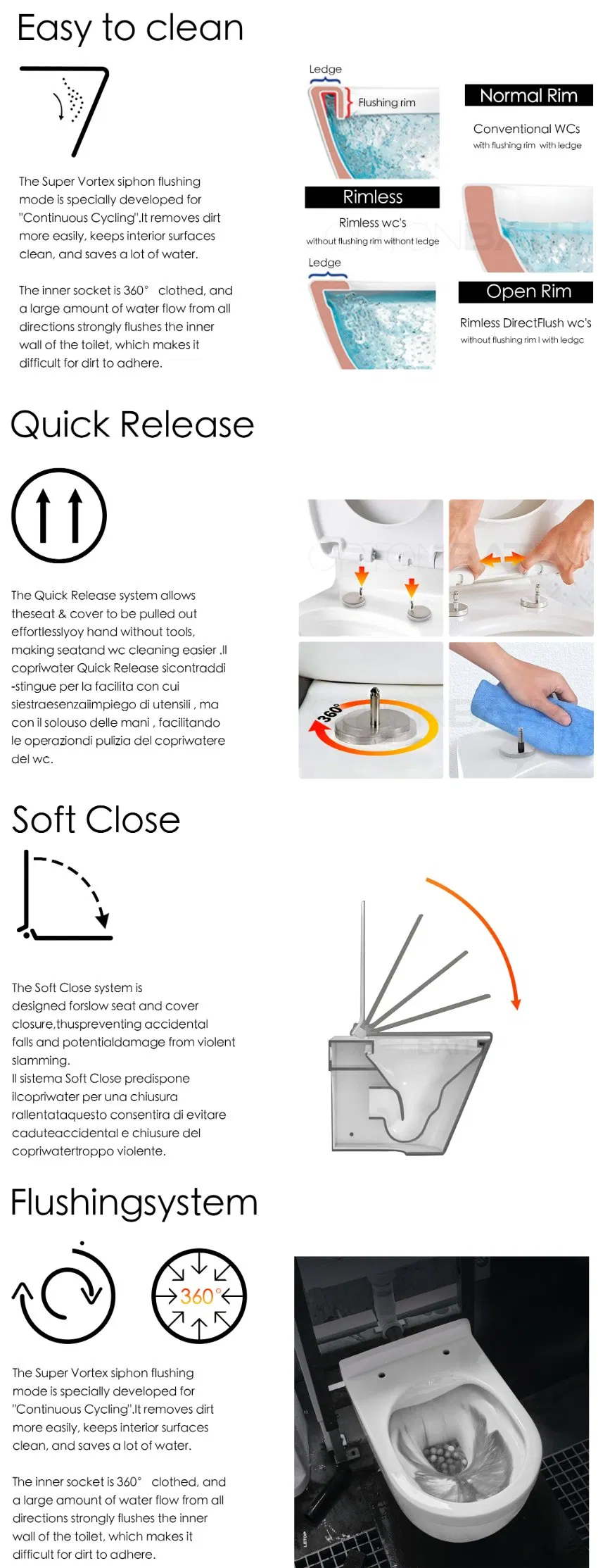 Ortonbath Bathroom Sanitary Ware Wall-Mounted Concealed Cistern Elongated Toilet Bowl Dual-Flush Ceramic Wall Hung Ceramica Wc Toilet with Toilet Seat Cover