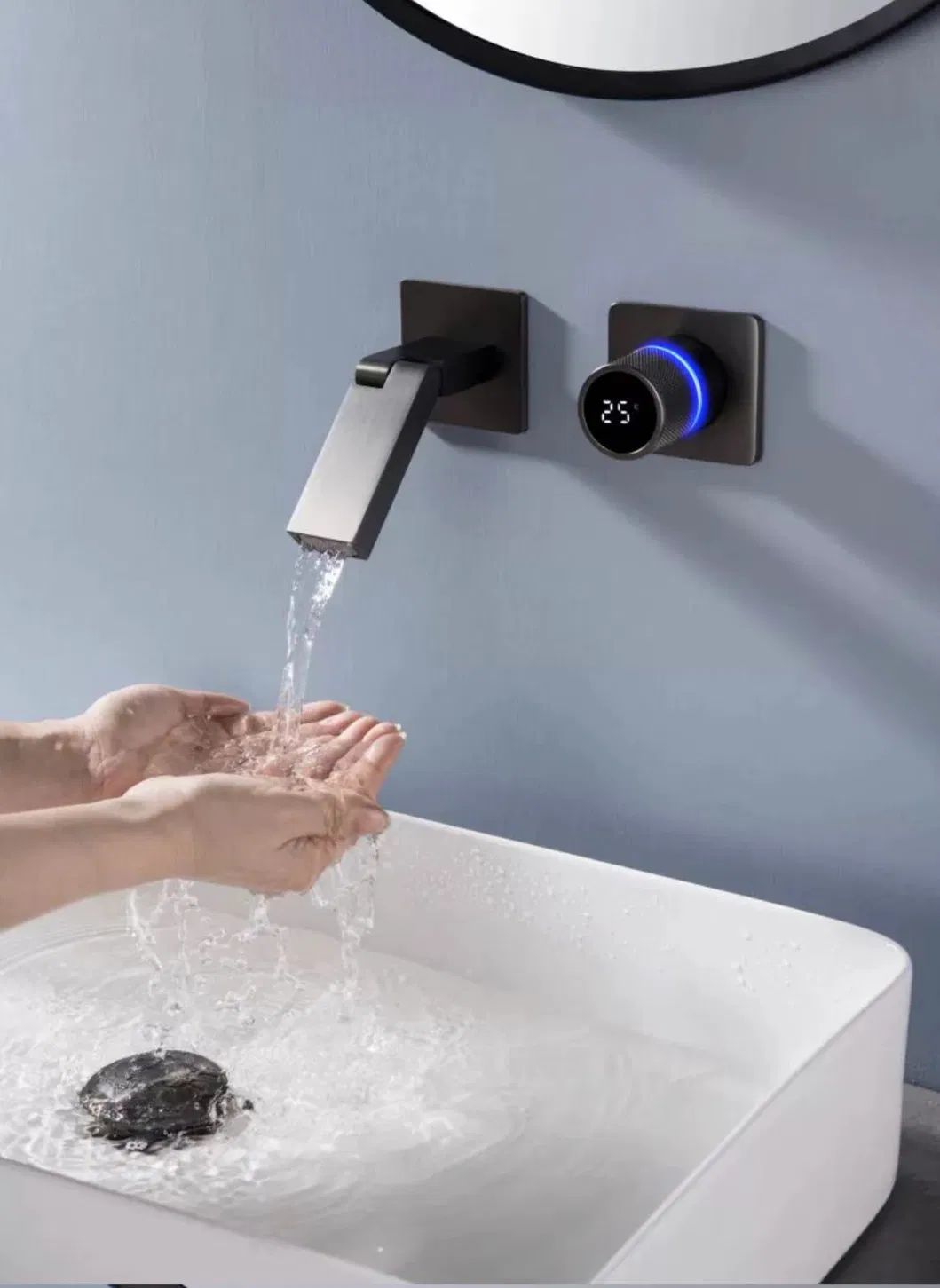 Concealed Digital Embedded Foldable Basin Faucet with Full Copper Material for Sanitary Basin Faucet Basin Tap