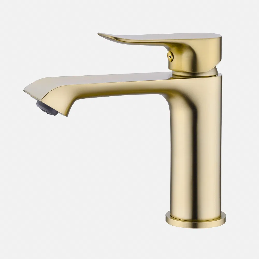 Sanitary Ware Single Hole Modern Brushed Gold Waterfall Bathroom Wash Basin Water Sink Mixer Taps Washing Brass Faucet
