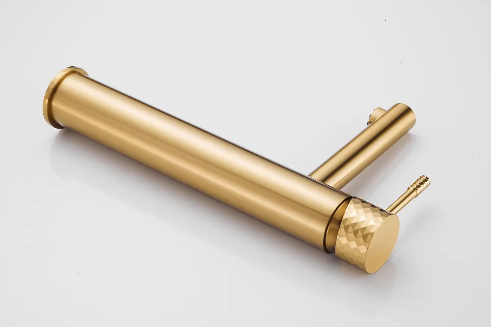 High Quality New Style Diamond Cutting Gold Brushed Bathroom Basin Faucet