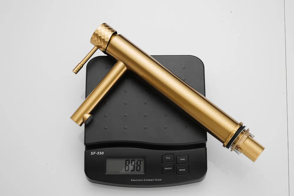 High Quality New Style Diamond Cutting Gold Brushed Bathroom Basin Faucet