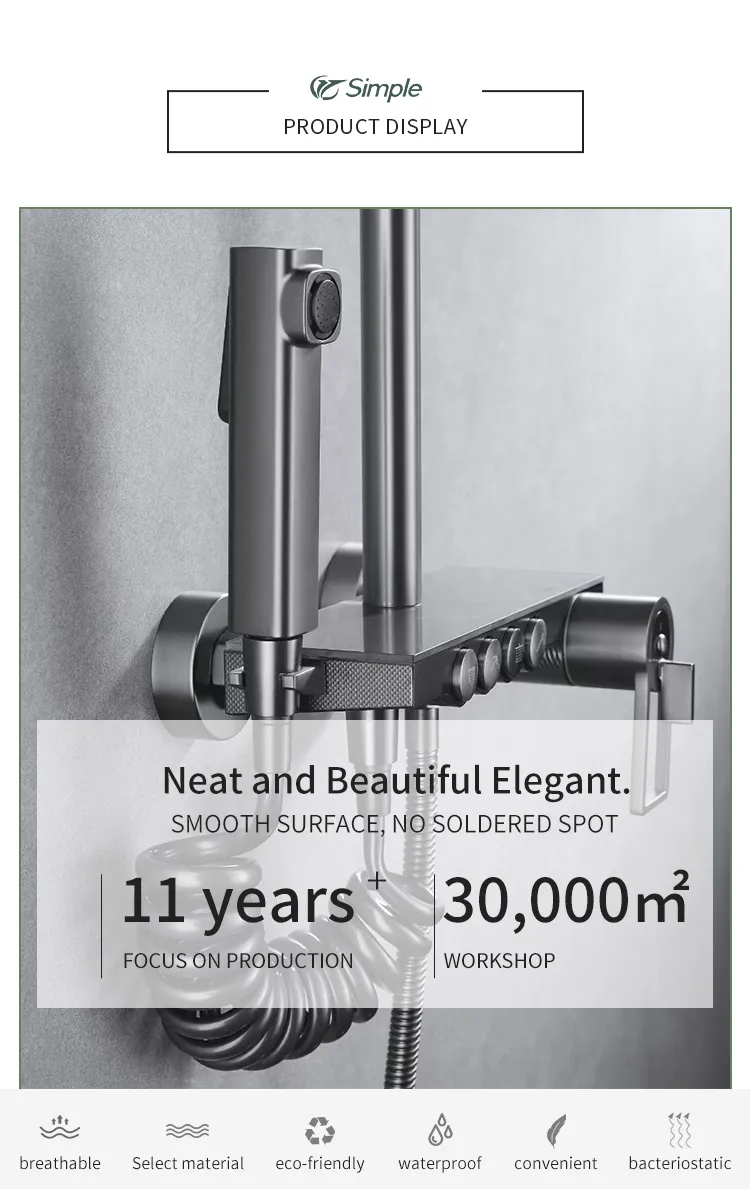 Factory Customized Stainless Steel Black Bathroom Rain Shower Wall Mounted Shower Square Shower Head