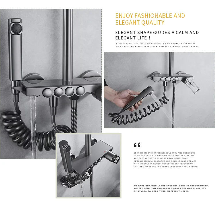 Factory Customized Stainless Steel Black Bathroom Rain Shower Wall Mounted Shower Square Shower Head