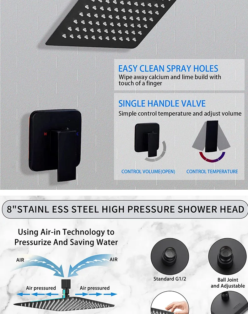Stainless Steel Shower Cheap Price Shower Combo Bathroom Set Small Top Waterfall Saving Mirror Shower Head