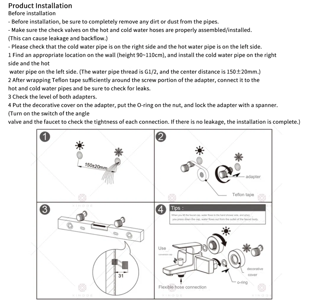 Flush-Mounted Shower Bathroom Fittings with Rain Shower Head Hand Shower for Bathroom Fittings