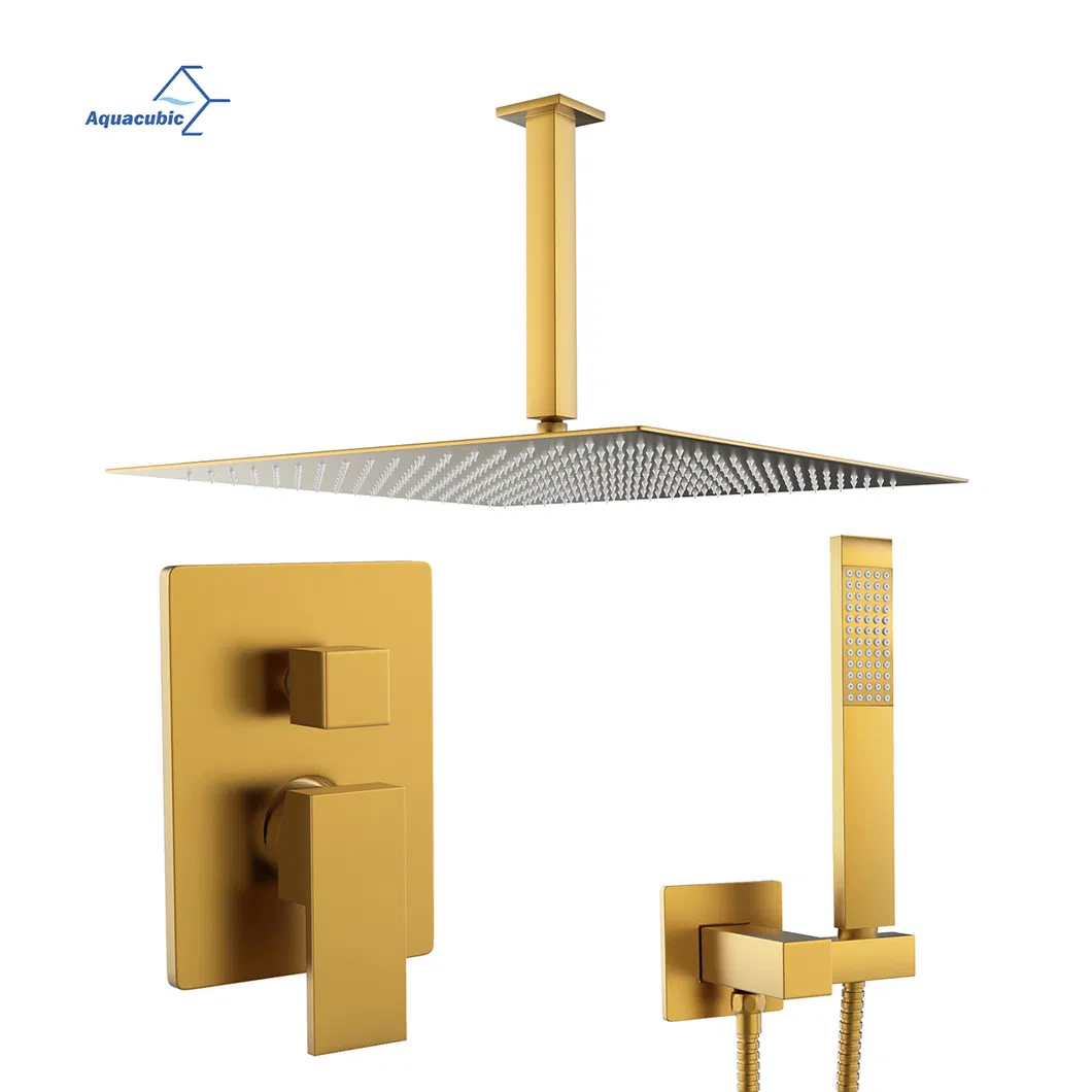 Bathroom 16 Inch Ceiling Mount Shower System Rain Shower Head with Handheld Spray Luxury Shower Combo Set