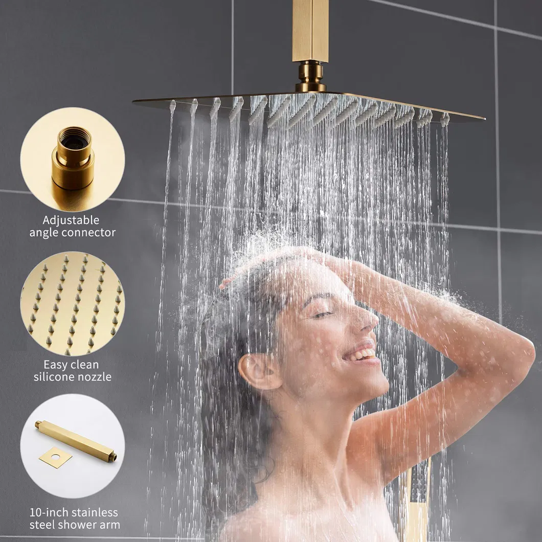 Bathroom 16 Inch Ceiling Mount Shower System Rain Shower Head with Handheld Spray Luxury Shower Combo Set