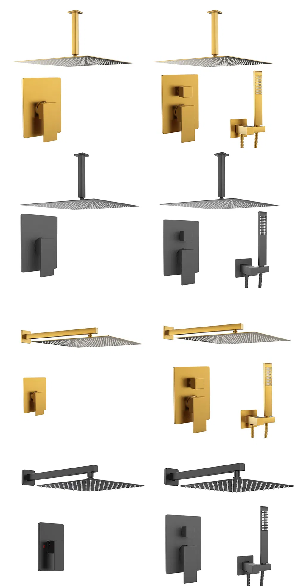 Bathroom 16 Inch Ceiling Mount Shower System Rain Shower Head with Handheld Spray Luxury Shower Combo Set