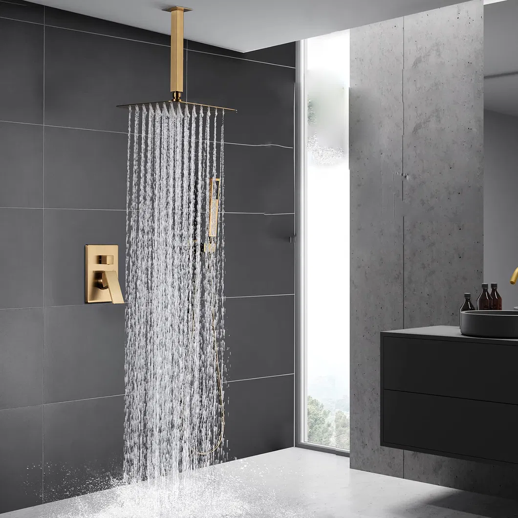 Bathroom 16 Inch Ceiling Mount Shower System Rain Shower Head with Handheld Spray Luxury Shower Combo Set