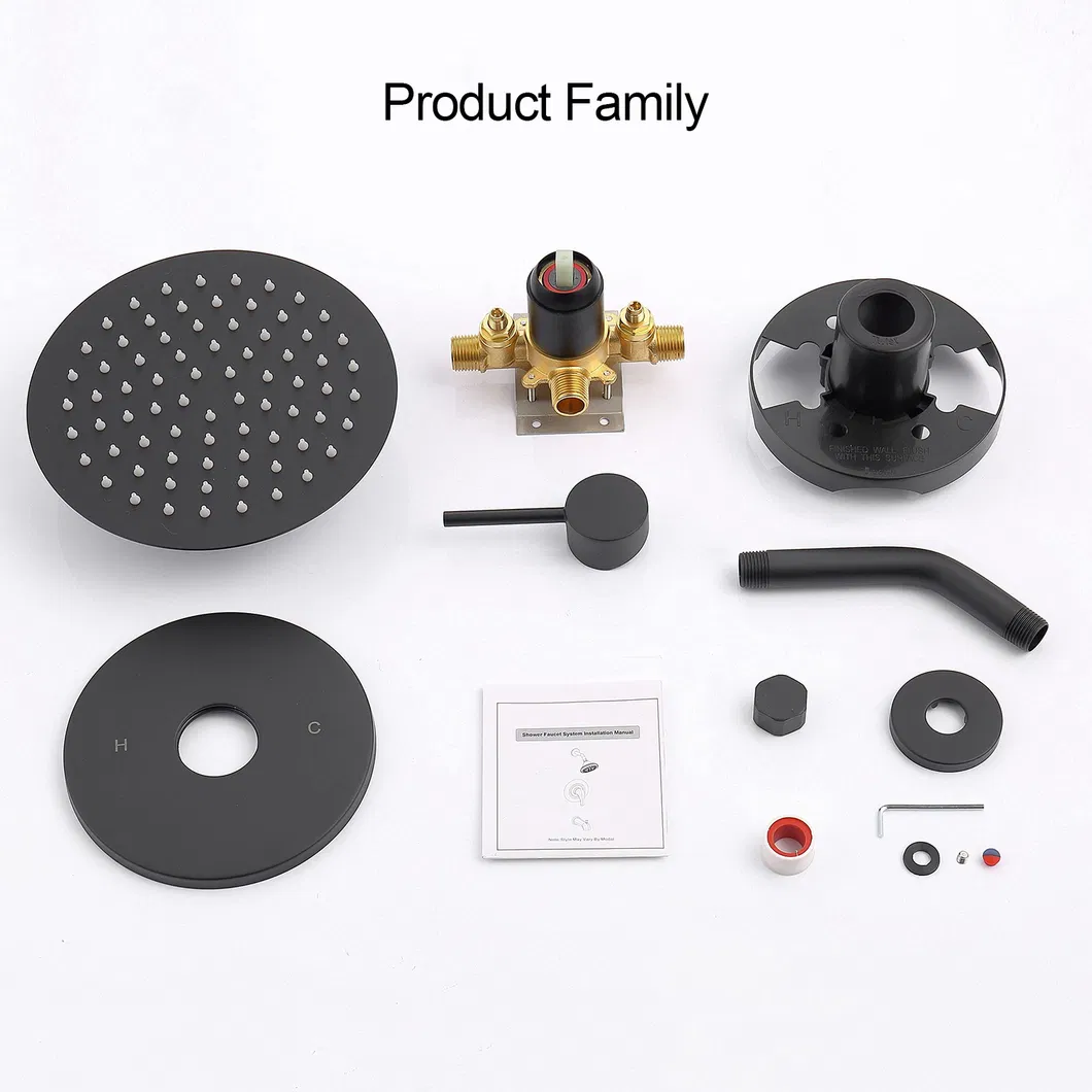 Single-Function Shower Faucet, Shower Trim Kit Matte Black Single-Spray Shower Head