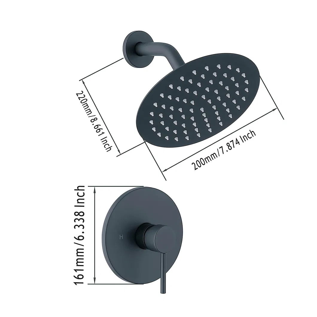 Single-Function Shower Faucet, Shower Trim Kit Matte Black Single-Spray Shower Head