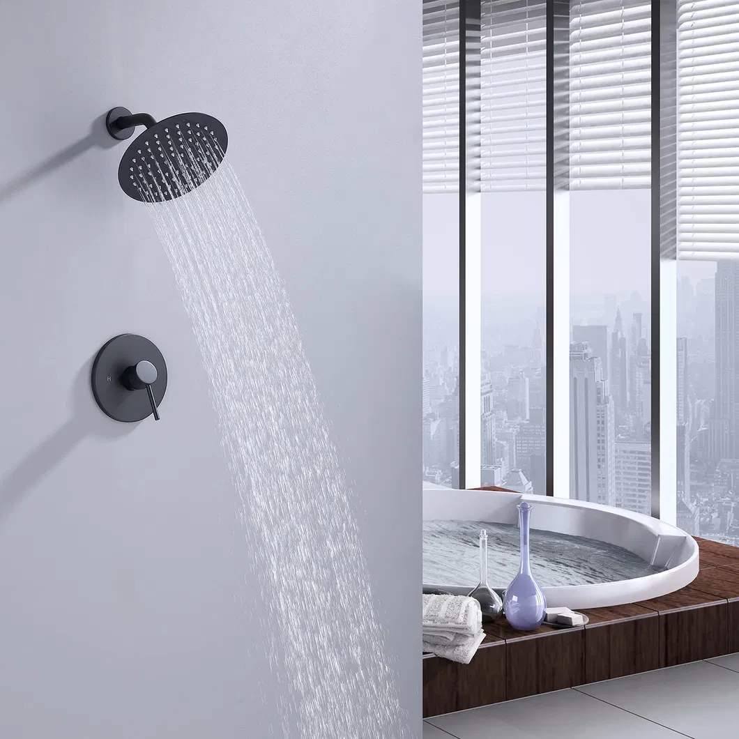 Single-Function Shower Faucet, Shower Trim Kit Matte Black Single-Spray Shower Head
