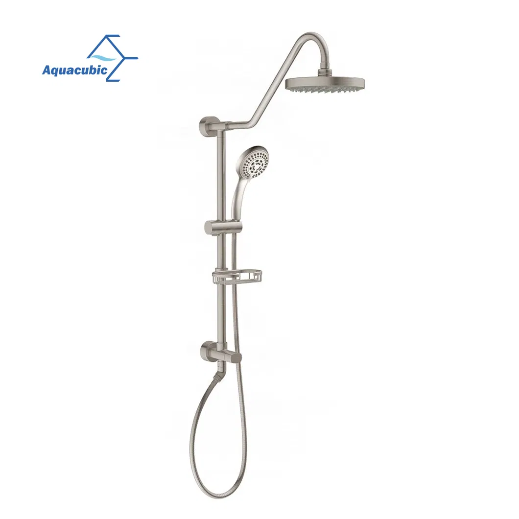 Rain Shower Head with Handheld -Dual Shower Combo, Stainless Steel 8 Inch Shower Head with Plastic Drill-Free Adjustable Slide Bar and Hose