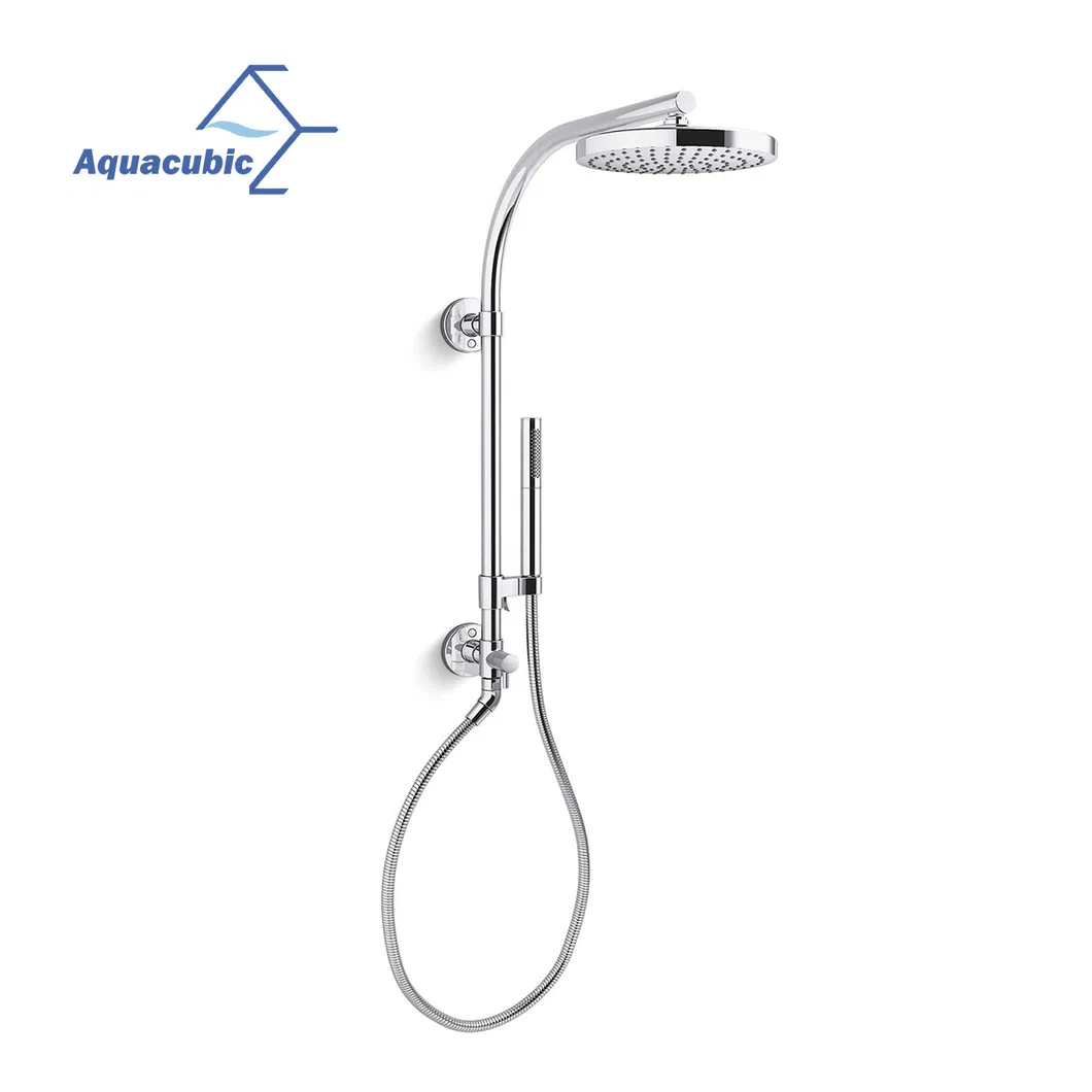 Rain Shower Head with Handheld -Dual Shower Combo, Stainless Steel 8 Inch Shower Head with Plastic Drill-Free Adjustable Slide Bar and Hose