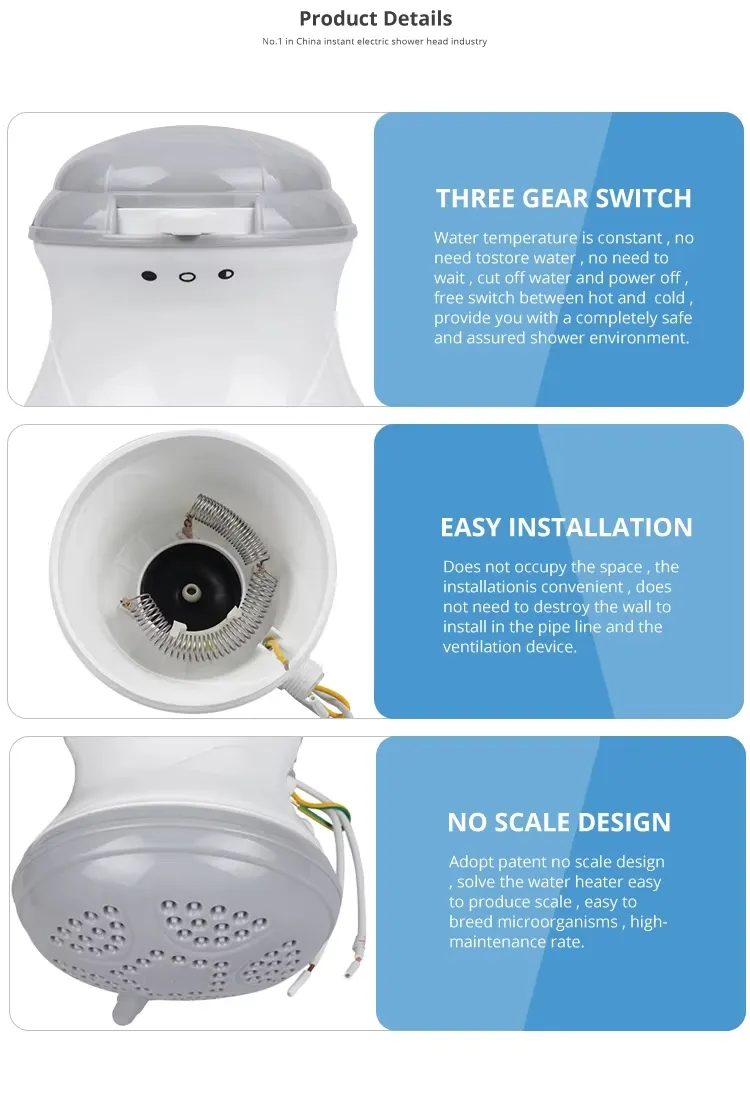 New Design Instant Water Heater Electric Shower Head for Shower