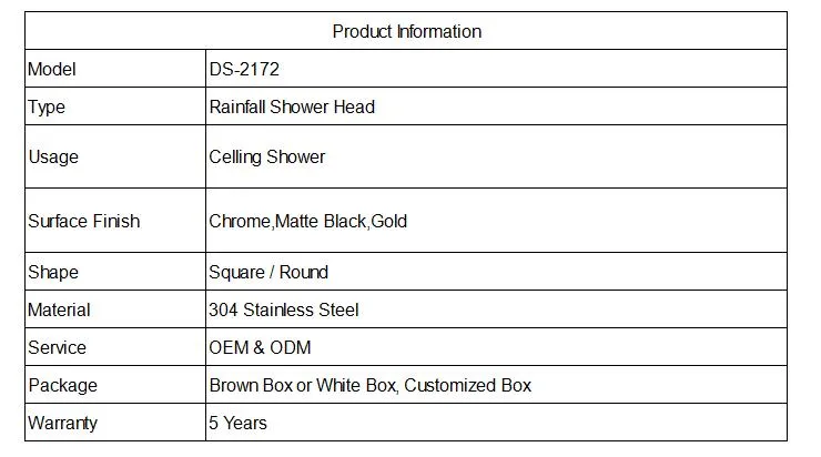 304 Stainless Steel Ultra-Thin Rainfall Shower Head