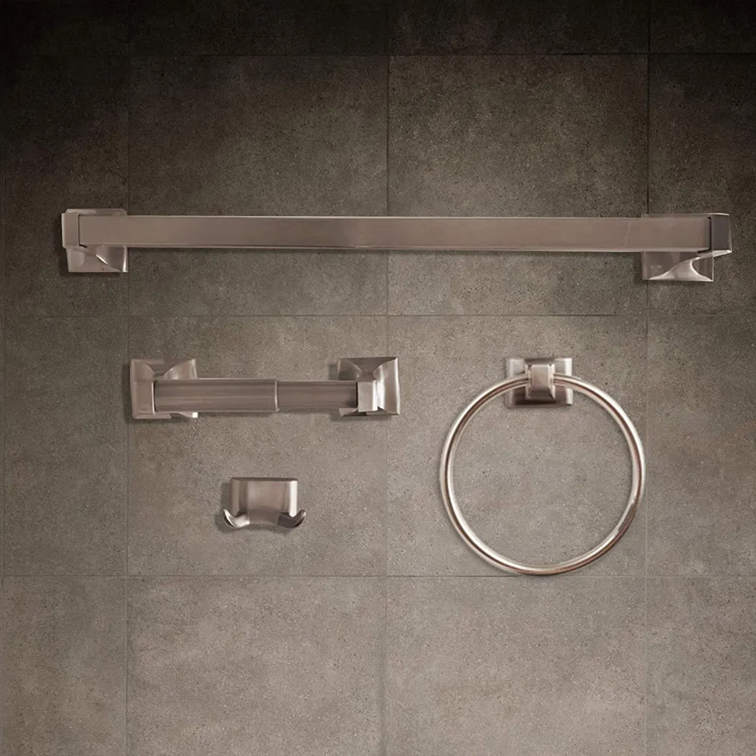 Factory 4-Piece Bath Hardware Satin Nickel Towel Bar Bathroom Accessory Set