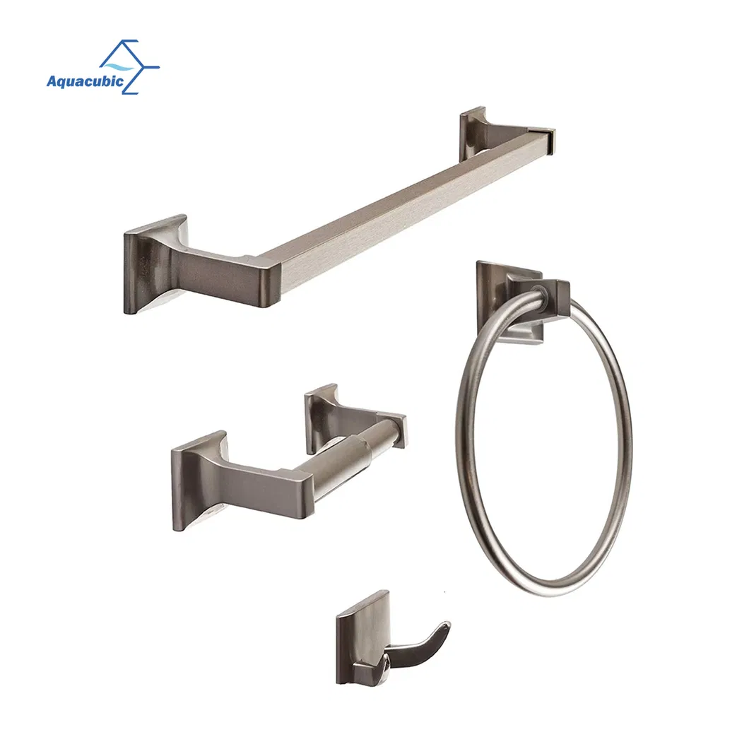 Factory 4-Piece Bath Hardware Satin Nickel Towel Bar Bathroom Accessory Set