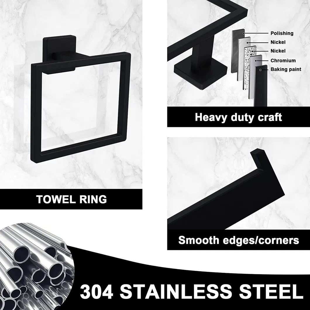 Retro Gold Luxurious 5 Pieces Steel 304 Bath Towel Bar Bathroom Hardware Accessories