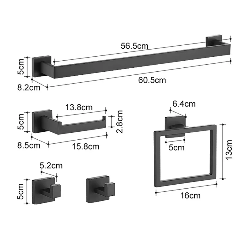 Retro Gold Luxurious 5 Pieces Steel 304 Bath Towel Bar Bathroom Hardware Accessories