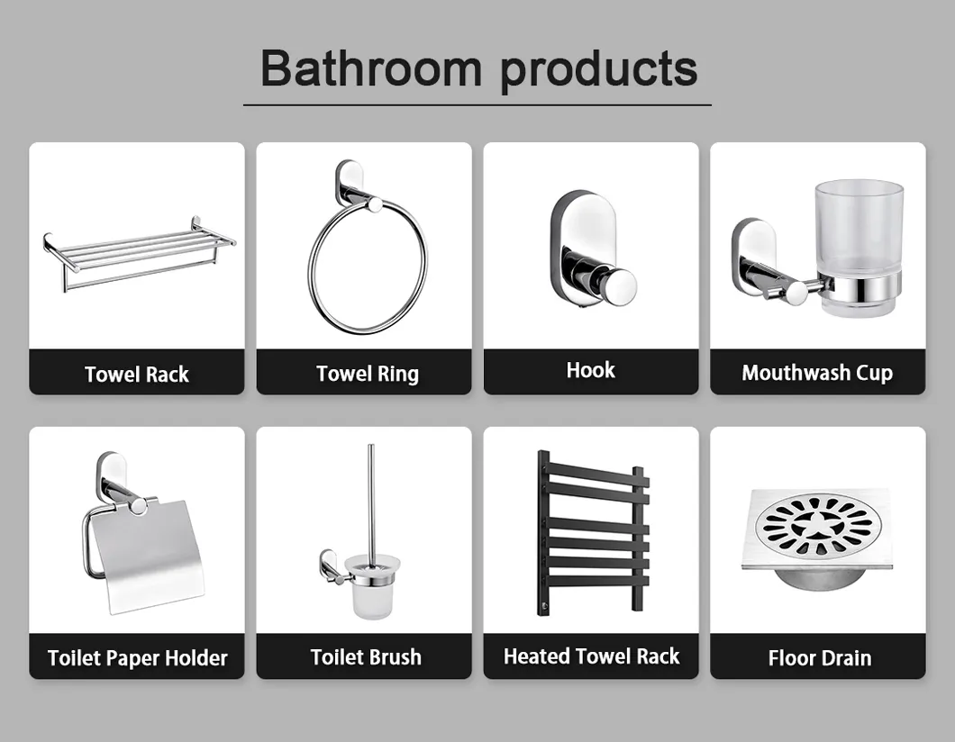 Modern Hotel Wall Mounted Toilet Bath Set Stainless Steel Bathroom Accessories Towel Rack/Paper Holder/Toilet Brush Holder/Coat Hook