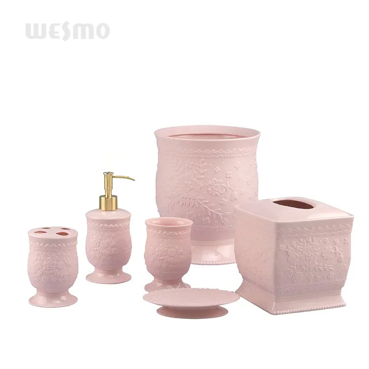 Pink Clay Porcelain Bath Set Bathroom Accessories