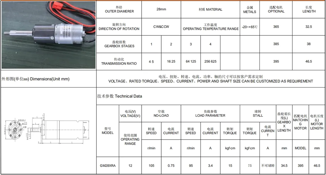 High Torque DC 12V/24V Motor DC Electric Motor with Gear Box Reducer for Smart Locks