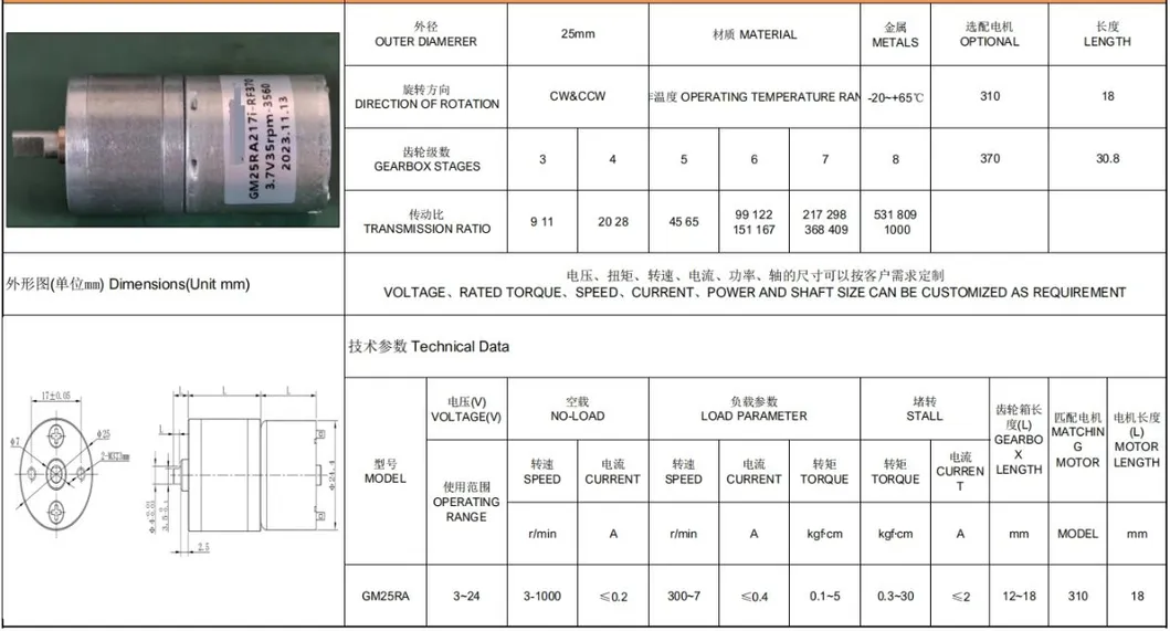 Powerful Low Speed Brushed Small DC Motor with Gear Mini Geared DC Motor for Cosmetic Instruments