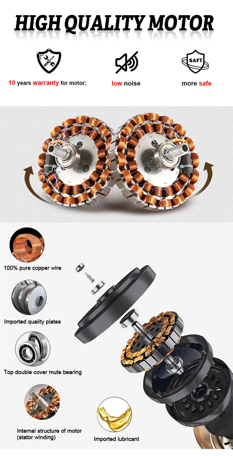 52inch Modern LED Ceiling Fans Remote Control Retractable Blades with Silent Motor for Living Room Restaurant