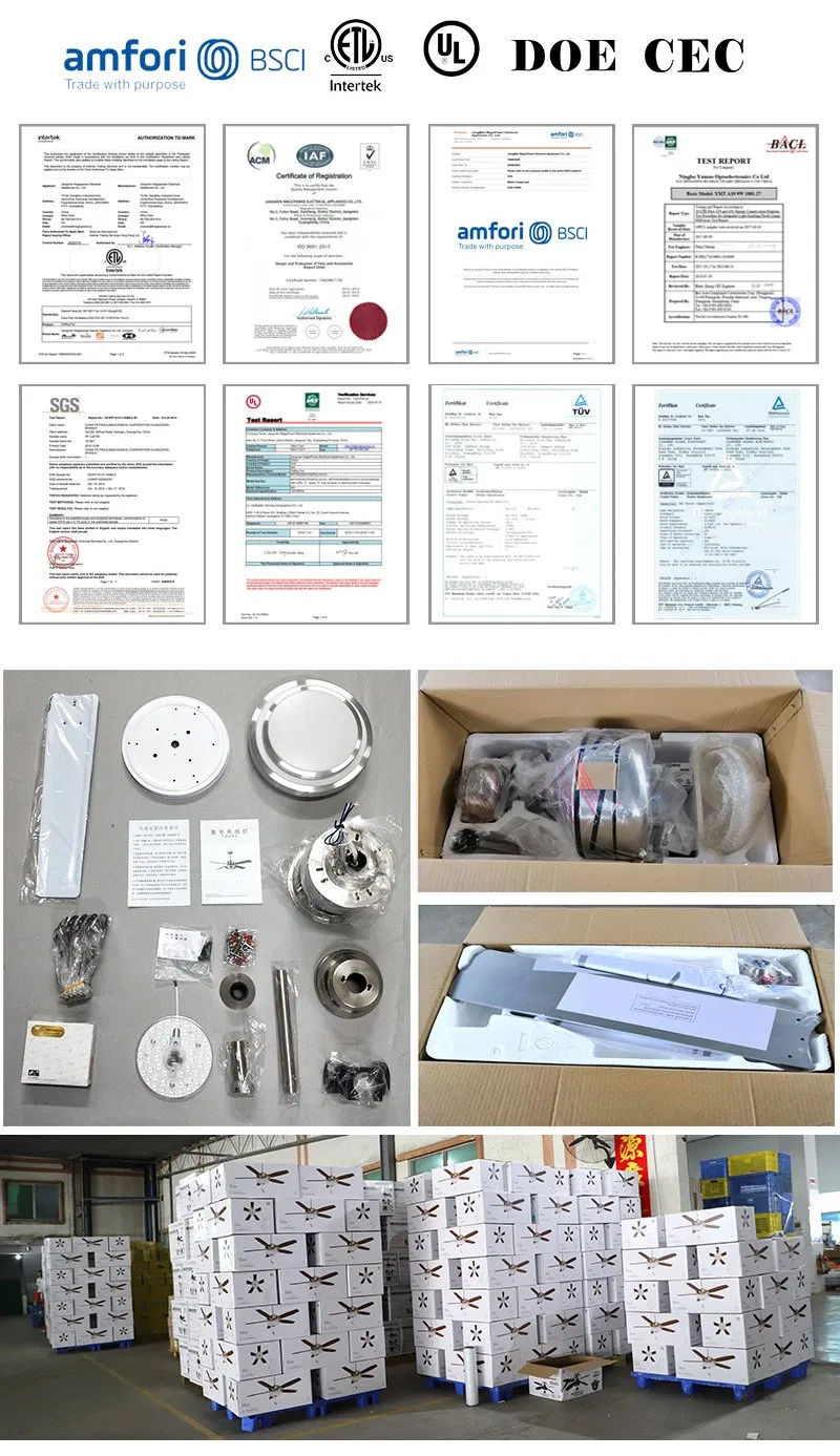 52inch Modern LED Ceiling Fans Remote Control Retractable Blades with Silent Motor for Living Room Restaurant