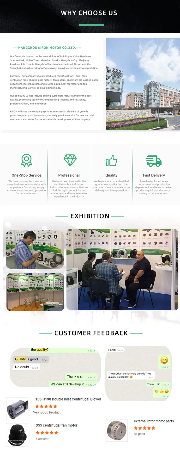 Kiron154~300mm Shaded Pole Motor Aluminum Fan Blade for Refrigerator