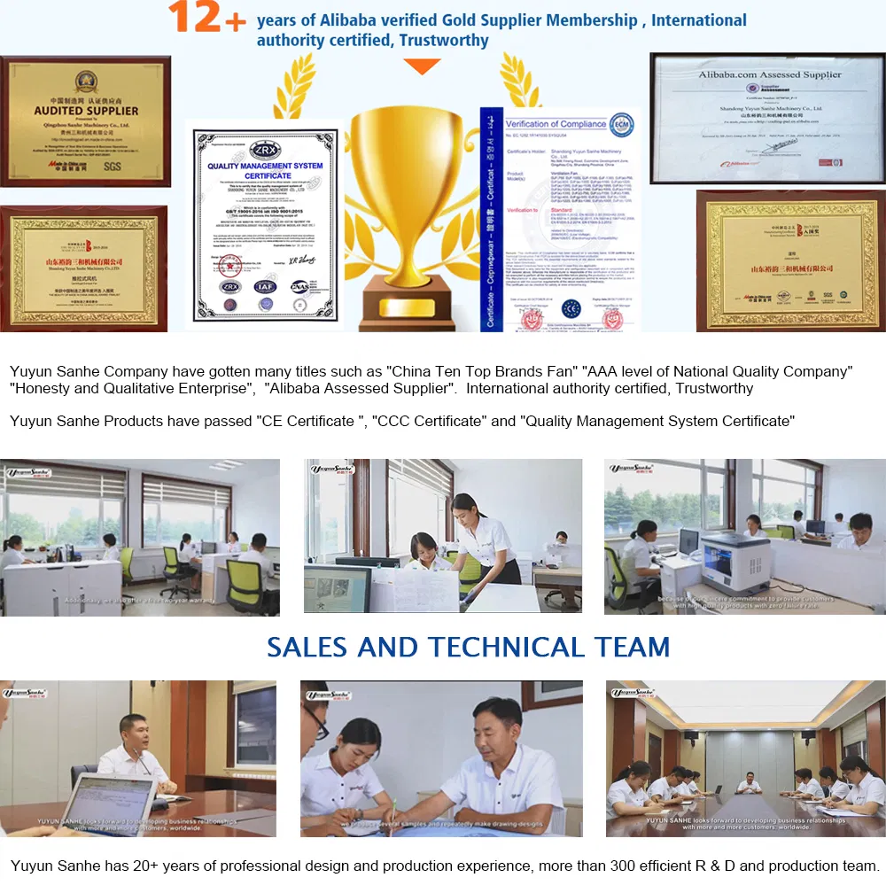 Yuyun Sanhe Djf (p) Series FRP Fiberglass Cone Ventilation Exhaust Fan Stainless Steel Blade for Poultry Farm Pig Swine Chicken House