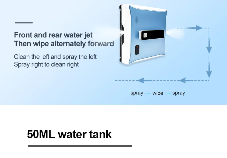 Tuya Smart Control Electric Remote Control Window Glass Cleaner Robot with Dual Water Spray Function for Household Use