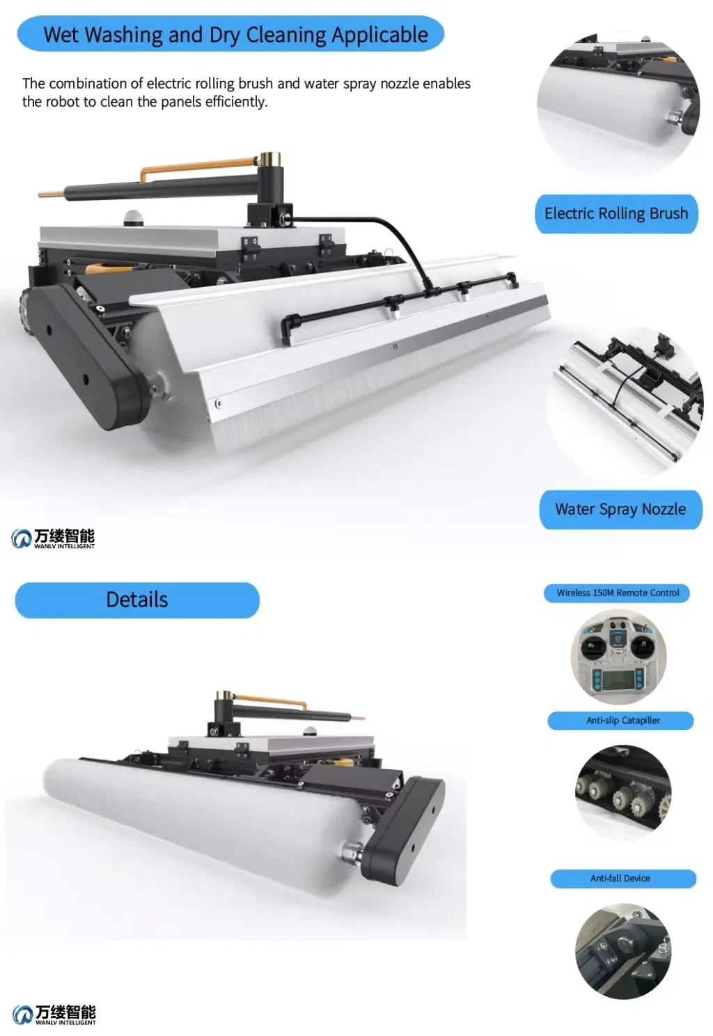 Window Cleaner Robot with One Key Start Function Remote Control Window Cleaner