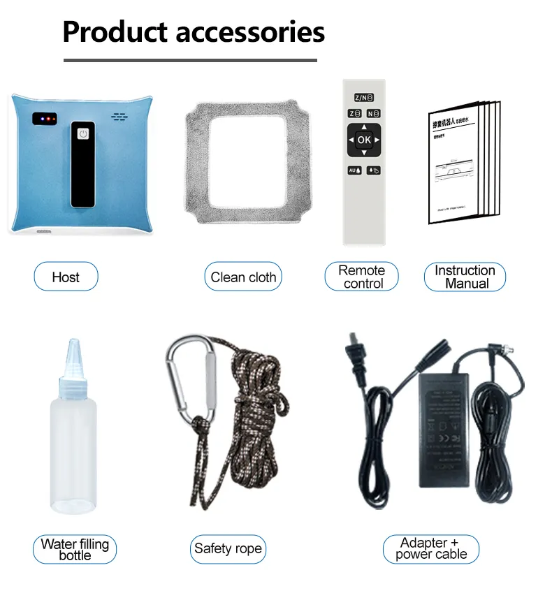 Smart Window Cleaner Robot with Tuya APP Control Water Spray Smart Route Anti-Falling for Family Glass Cleaning