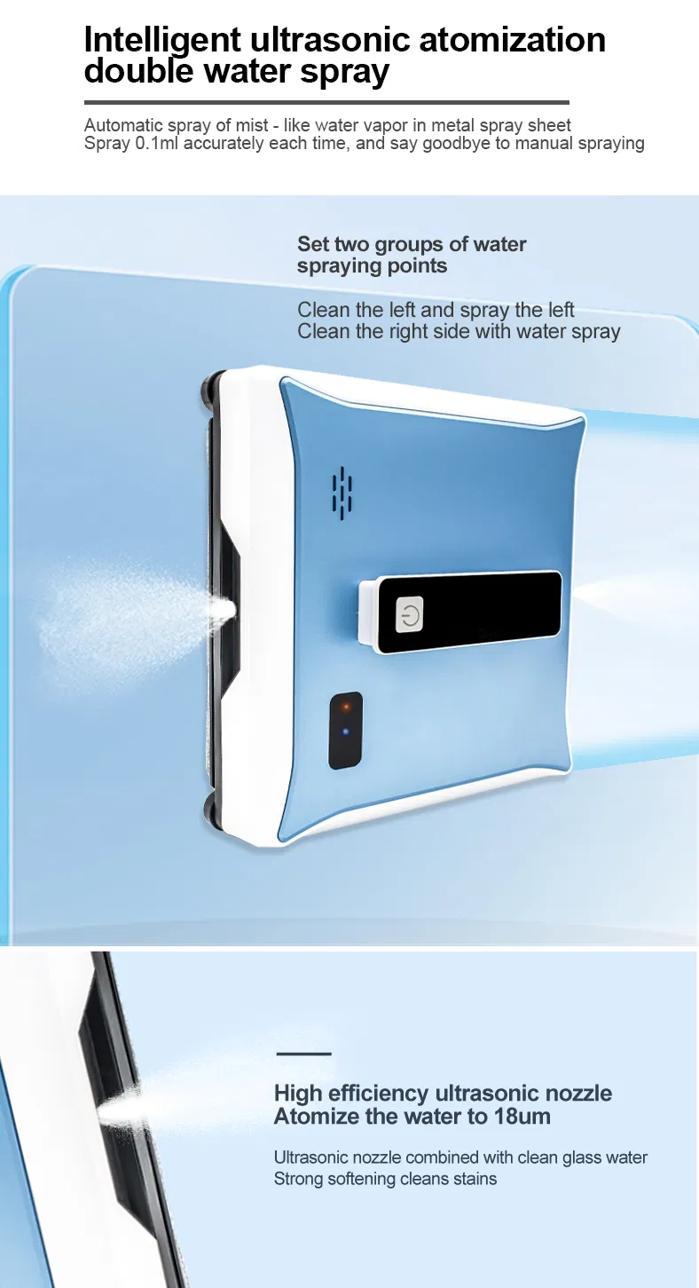 Smart Window Cleaner Robot with Tuya APP Control Water Spray Smart Route Anti-Falling for Family Glass Cleaning