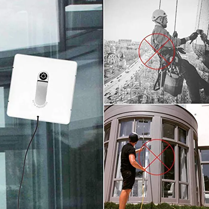 Anti-Falling Smart Window Glass Cleaner Robot with Safety Rope