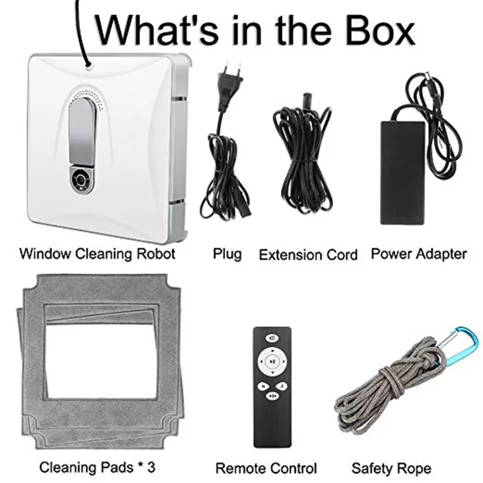 Anti-Falling Smart Window Glass Cleaner Robot with Safety Rope