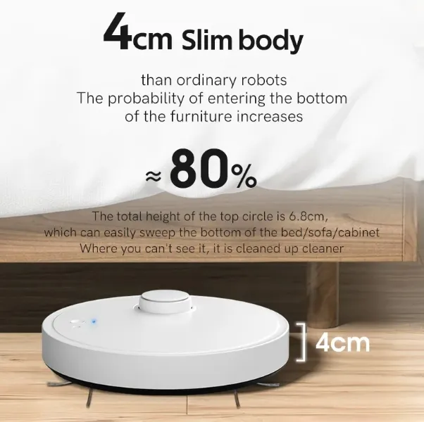 Effective Ultra Thin Robot Vacuum Cleaner Powerful Suction Mopping Automatic Sweeping for Hassle Free Maintenance