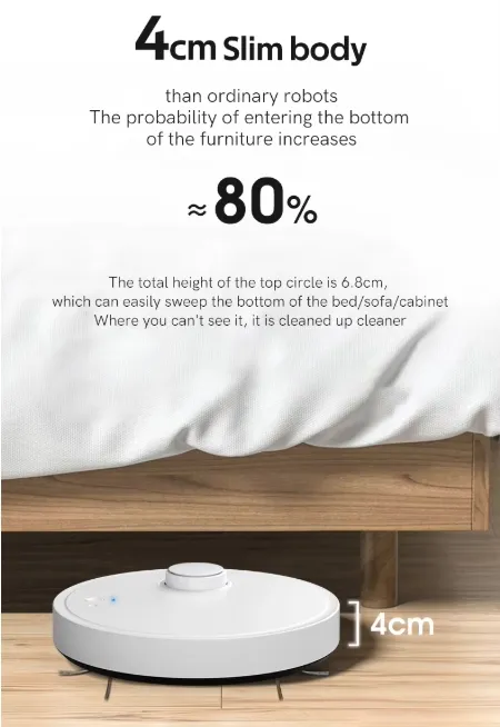 Effective Ultra Thin Robot Vacuum Cleaner Powerful Suction Mopping Automatic Sweeping for Hassle Free Maintenance