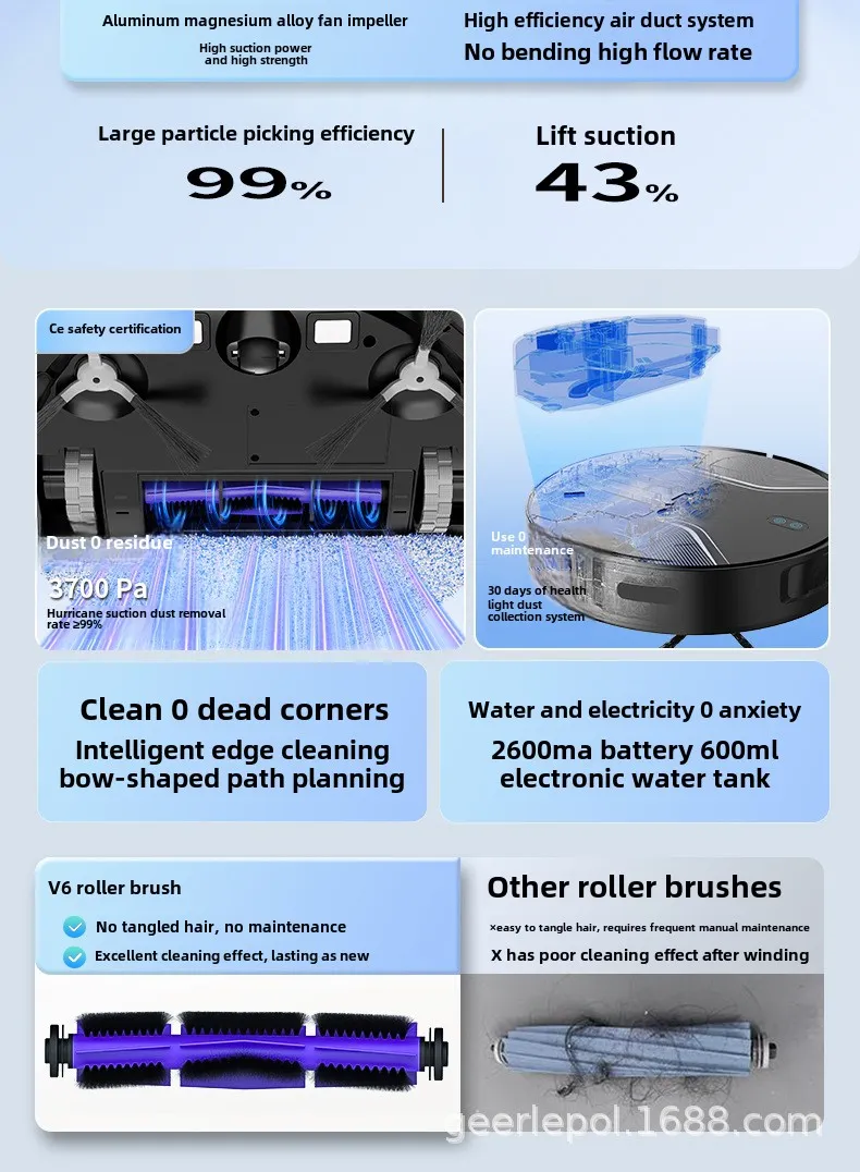 Fully Automatic 3-in-1 Smart Robot Vacuum Cleaner Integrated Electric Control Water Tank Sweeping Vacuuming for Home Hotel Use