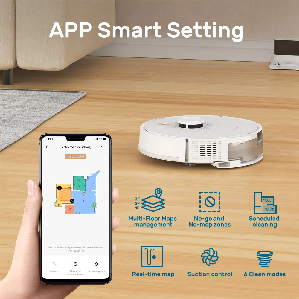 Ob8s APP Wireless Remote Control Robot Low Noise Wet and Dry Home Floor Sweeper Robot Vacuum Cleaner